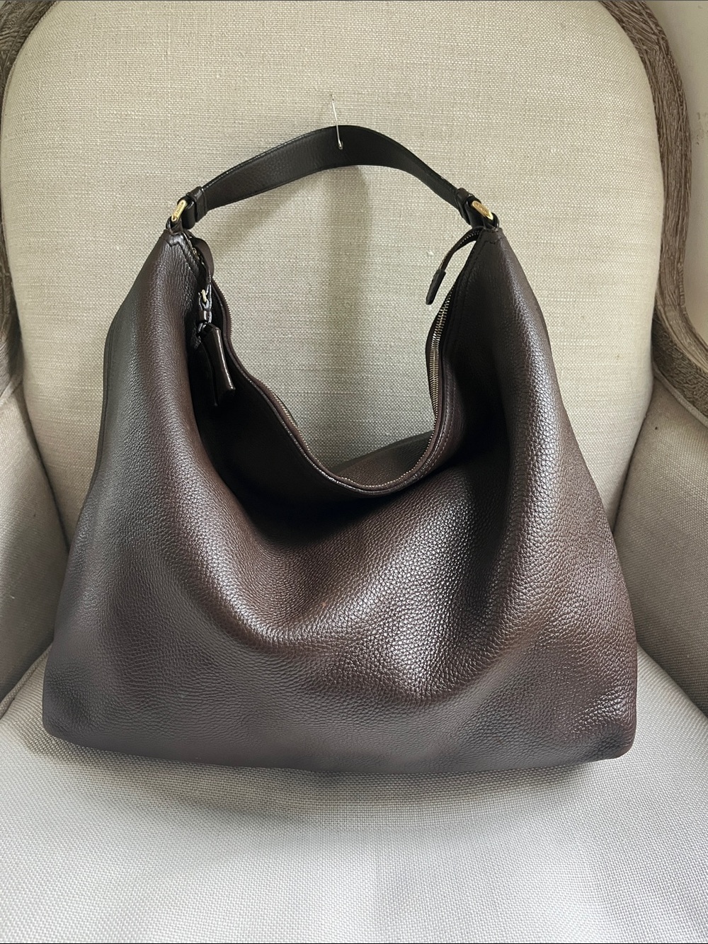 Jil Sander Hobo Brown Pebbled Leather Bag Large EUC